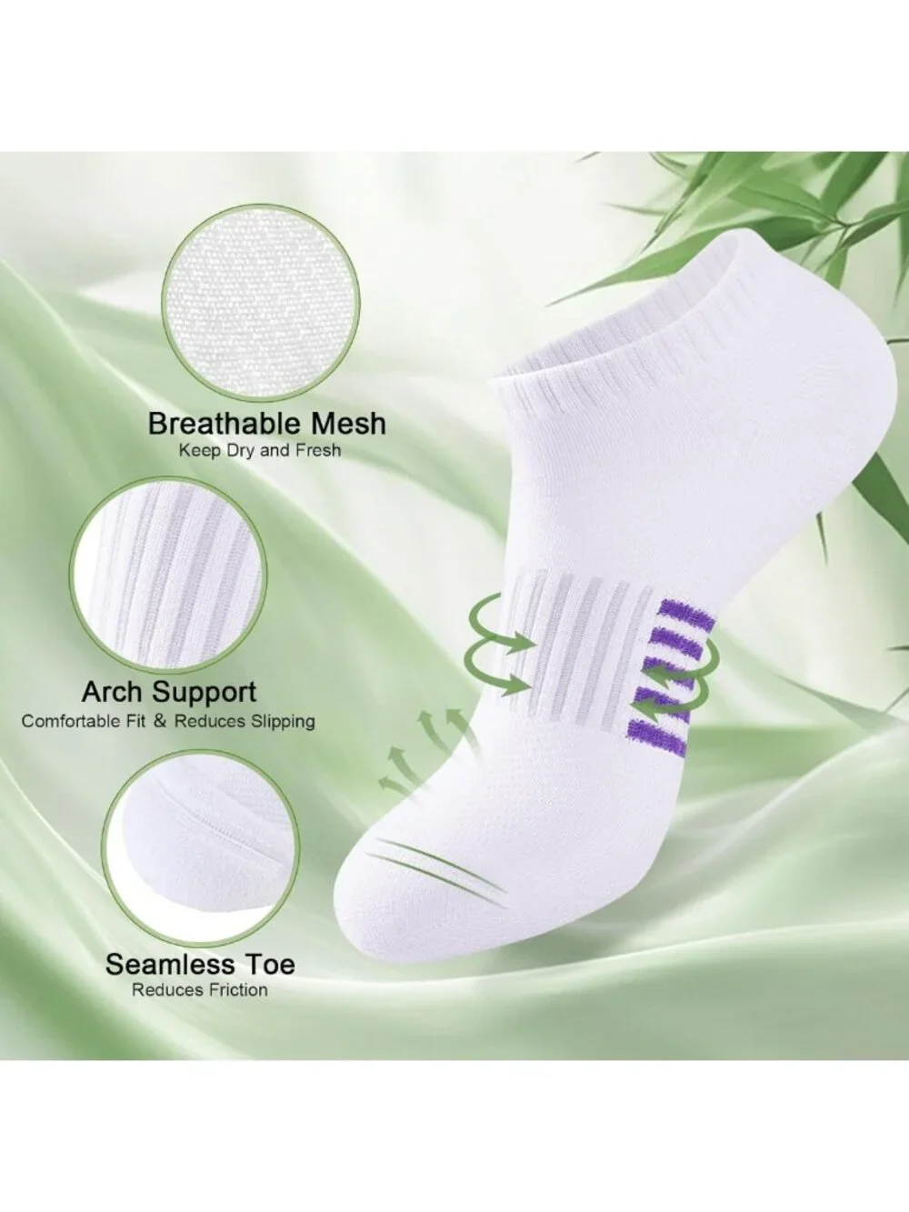 Bamboo Viscose Ankle Socks for Women, 6/12 Pairs Low Cut Comfort & Breathability